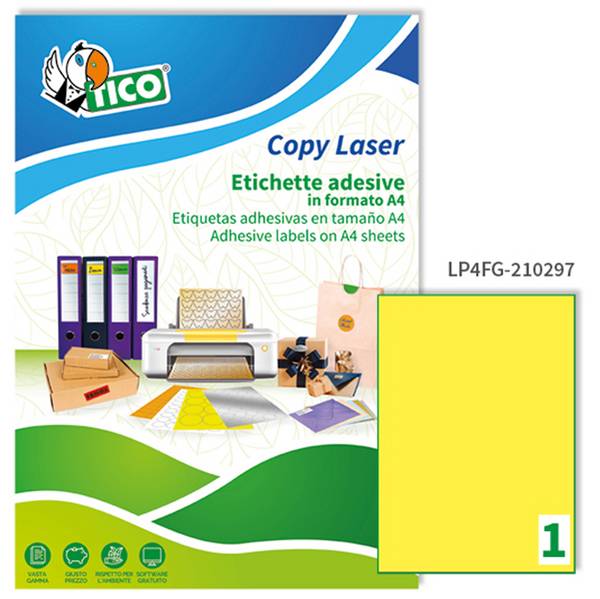 Tico LP4FG-210297 etichetta autoadesiva Rettangolo Permanente Giallo 70 pz