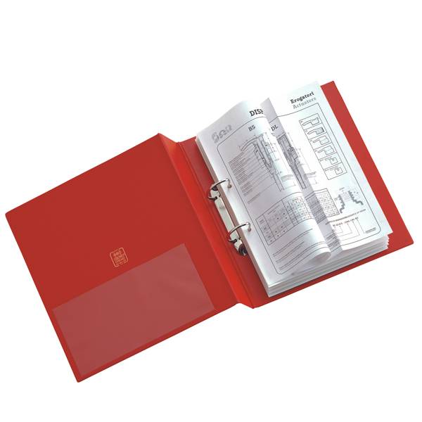 Raccoglitore Stelvio - 2 anelli a D 50 mm - dorso 7 cm - 22 x 30 cm - rosso - Sei Rota-0