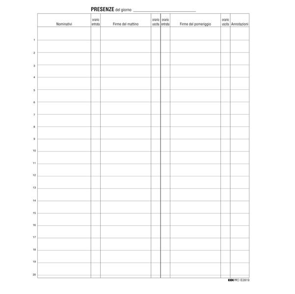 Registro Firme Presenze al Lavoro Edipro - 24x31 cm - 100 Pagine - E2819-0