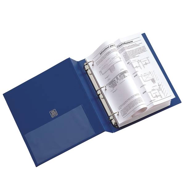 Raccoglitore Stelvio - 3 anelli a D 40 mm - dorso 5,5 cm - 22 x 30 cm - blu - Sei Rota-0