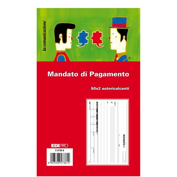 Blocco Mandato di Pagamento Edipro - 9,9x17 cm - 100 Fogli - E5736A-0