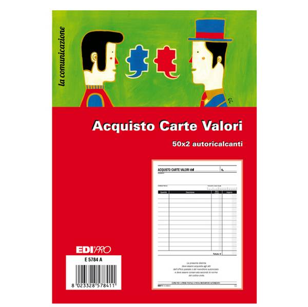 Blocco Acquisto Valori Bollati Edipro - 15x23 cm - 50/50 Fogli Autoricalcanti - E5784A