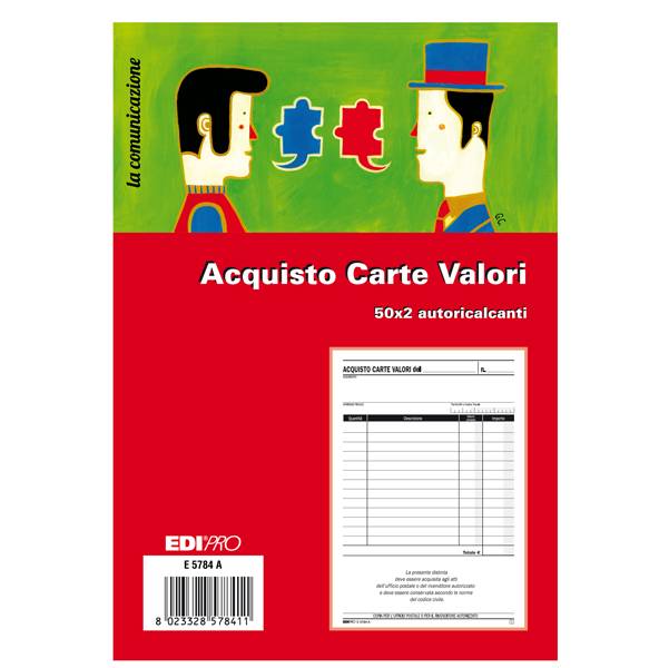 Blocco Acquisto Valori Bollati Edipro - 15x23 cm - 50/50 Fogli Autoricalcanti - E5784A-0