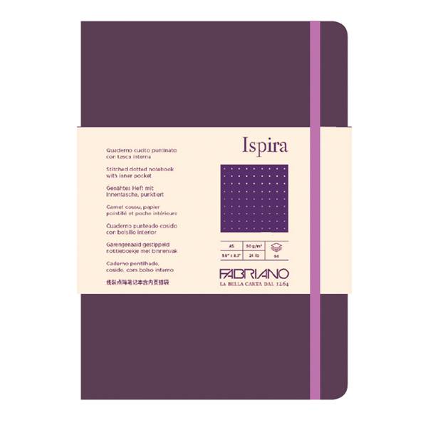 Taccuino Ispira - con elastico - copertina flessibile - A5 - 96 fogli - puntinato - viola - Fabriano-0