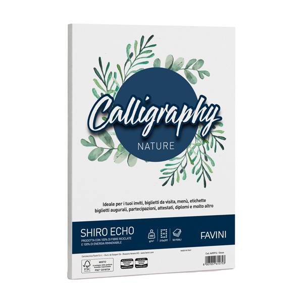 Carta Calligraphy Nature Shiro Eco - A4 - 250 gr - gesso - Favini - conf. 50 fogli-0
