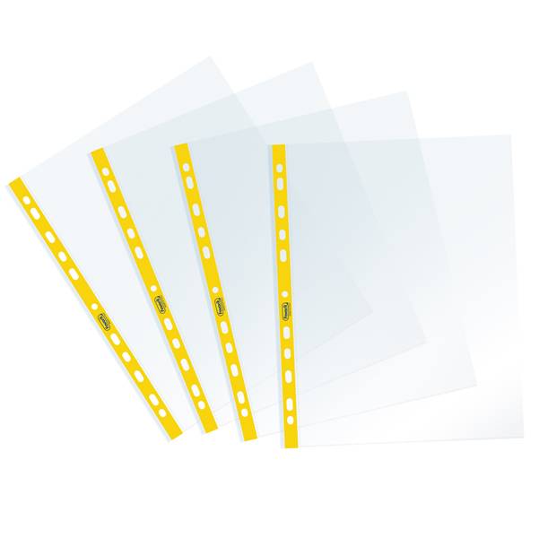 Buste forate Sprint - c/ banda - liscia - 22 x 30 cm - giallo - Favorit - conf. 25 pezzi-0