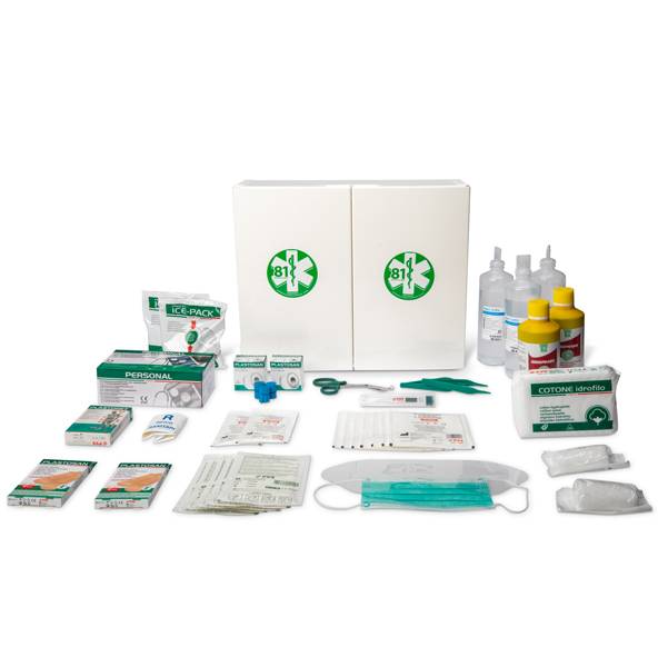 Armadietto di pronto soccorso 102/P - 45x37,5x13 cm - plastica - oltre 3 persone - bianco - PVS-0