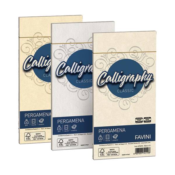 Busta Calligraphy 11x22 pz.25 pergamena crema-0