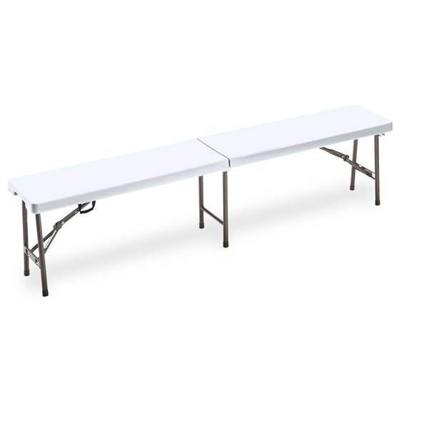 Panca pieghevole - in HDPE - 44 x 30 x 183 cm - bianco - Garden Friend-0