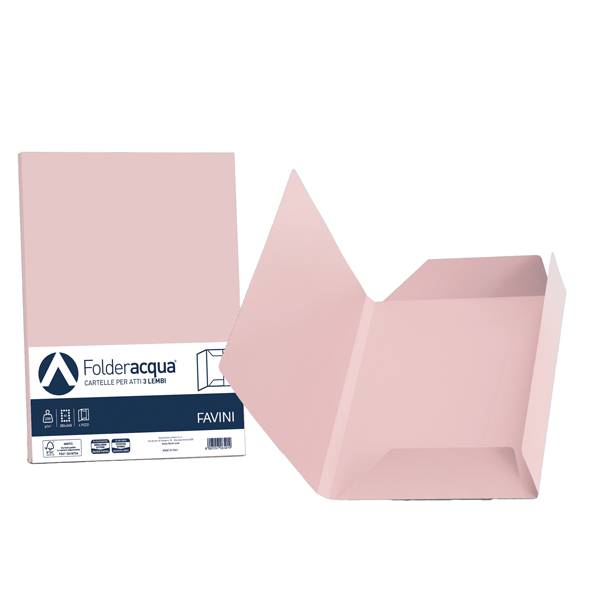 Cartellina atti Favini 3 lembi pz.25 rosa-0