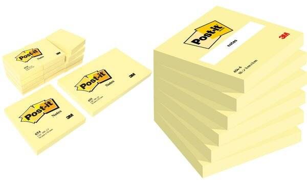 Post-it Notes 654 Haftnotizen gelb, 6 Blöcke (654-6)-1