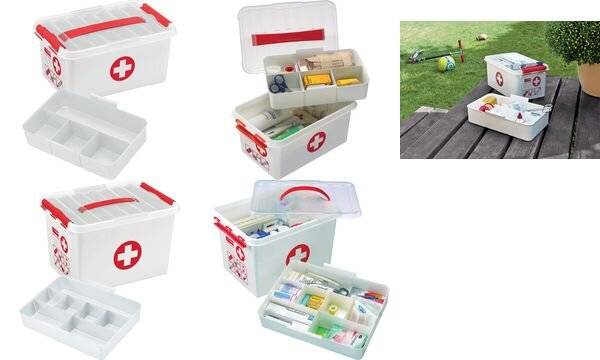 Sunware® First Aid Box La Q-Line 6.0 L-30,0 x 20,0 x 14,5 cm bianco/rosso-5