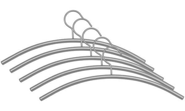 kerkmann Stahl-Kleiderbügel, alusilber Stärke: 10 mm, Länge: 460 mm, gebogen - 5 Stück (6219)-1