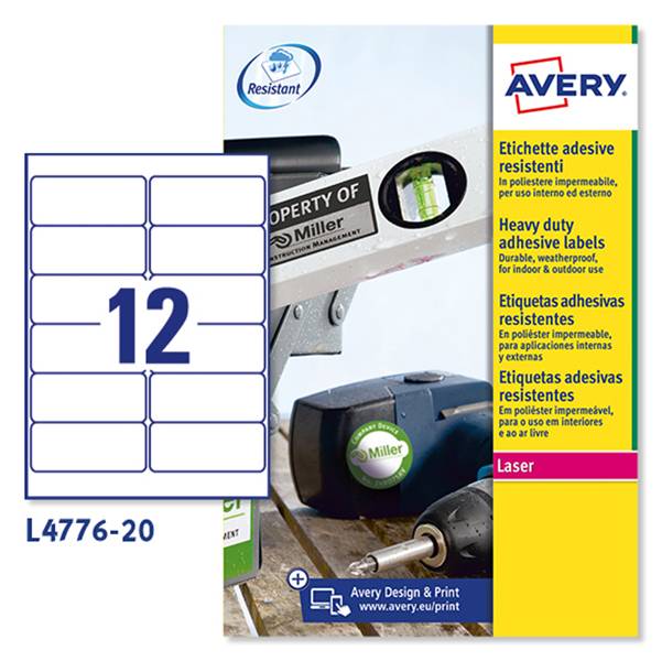 Avery L4776-20 etichetta per stampante Bianco-0