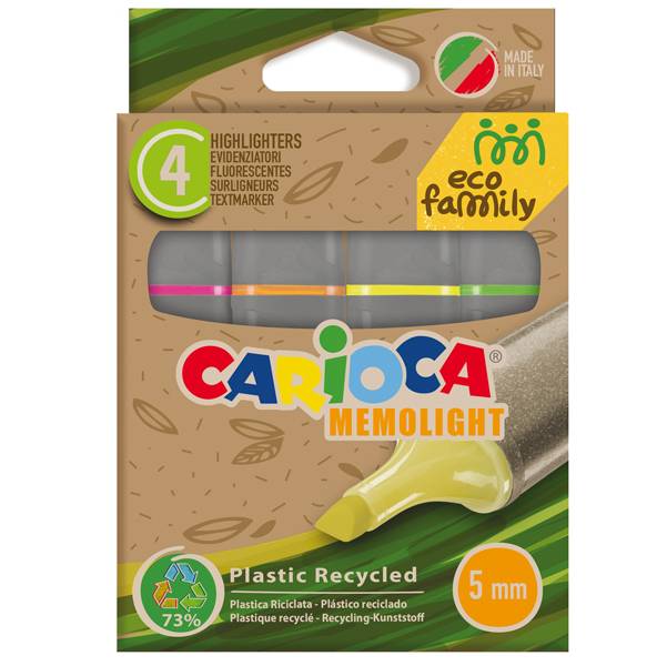 Evidenziatore Memolight Eco Family Carioca - 5 mm - 43098 (Assortiti Conf. 4)-0