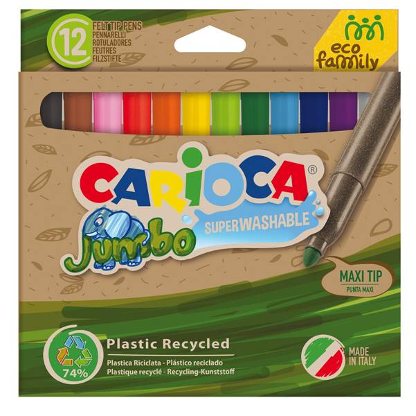 Pennarelli Jumbo Eco Family Carioca - Punta Maxi - 43101 (Assortiti Conf. 12)-0