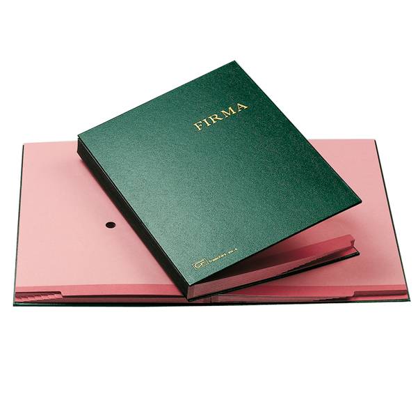 Libro firma - 14 intercalari rinforzati - 24x34 cm - verde - Fraschini-0