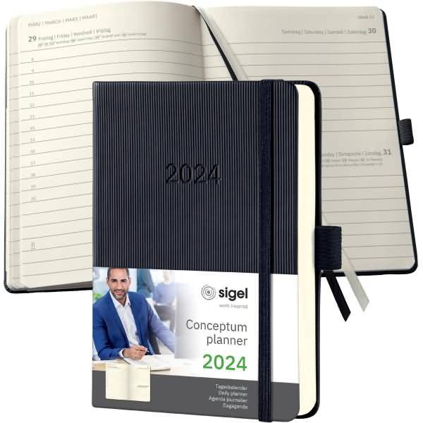 Calendario a libro Sigel Conceptum 2024 ca. DIN A6 calendario giornaliero nero 108 x 151 mm 1 giorno / 1 pagina 400 pagi-0