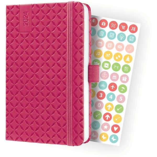Calendario a libro Sigel Jolie 2024 ecopelle A6 calendario settimanale rosa 95 x 150 mm 1 settimana / 2 pagine 174 pagin-0