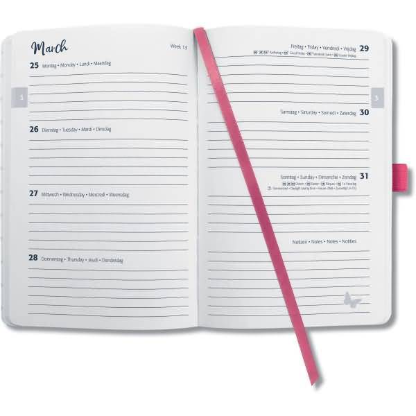 Calendario a libro Sigel Jolie 2024 ecopelle A6 calendario settimanale rosa 95 x 150 mm 1 settimana / 2 pagine 174 pagin-1