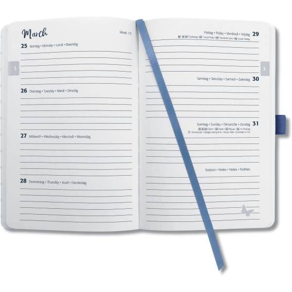 Calendario a libro Sigel Jolie 2024 ecopelle A6 calendario settimanale blu 95 x 150 mm 1 settimana / 2 pagine 174 pagine-1