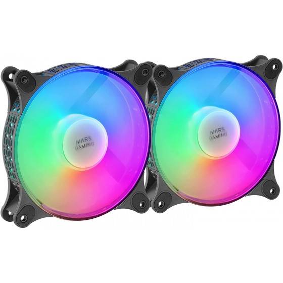 LOT DE 2 VENTILATEURS BOITIER MARS GAMING MF-DUO RGB - 12CM (NOIR)-4