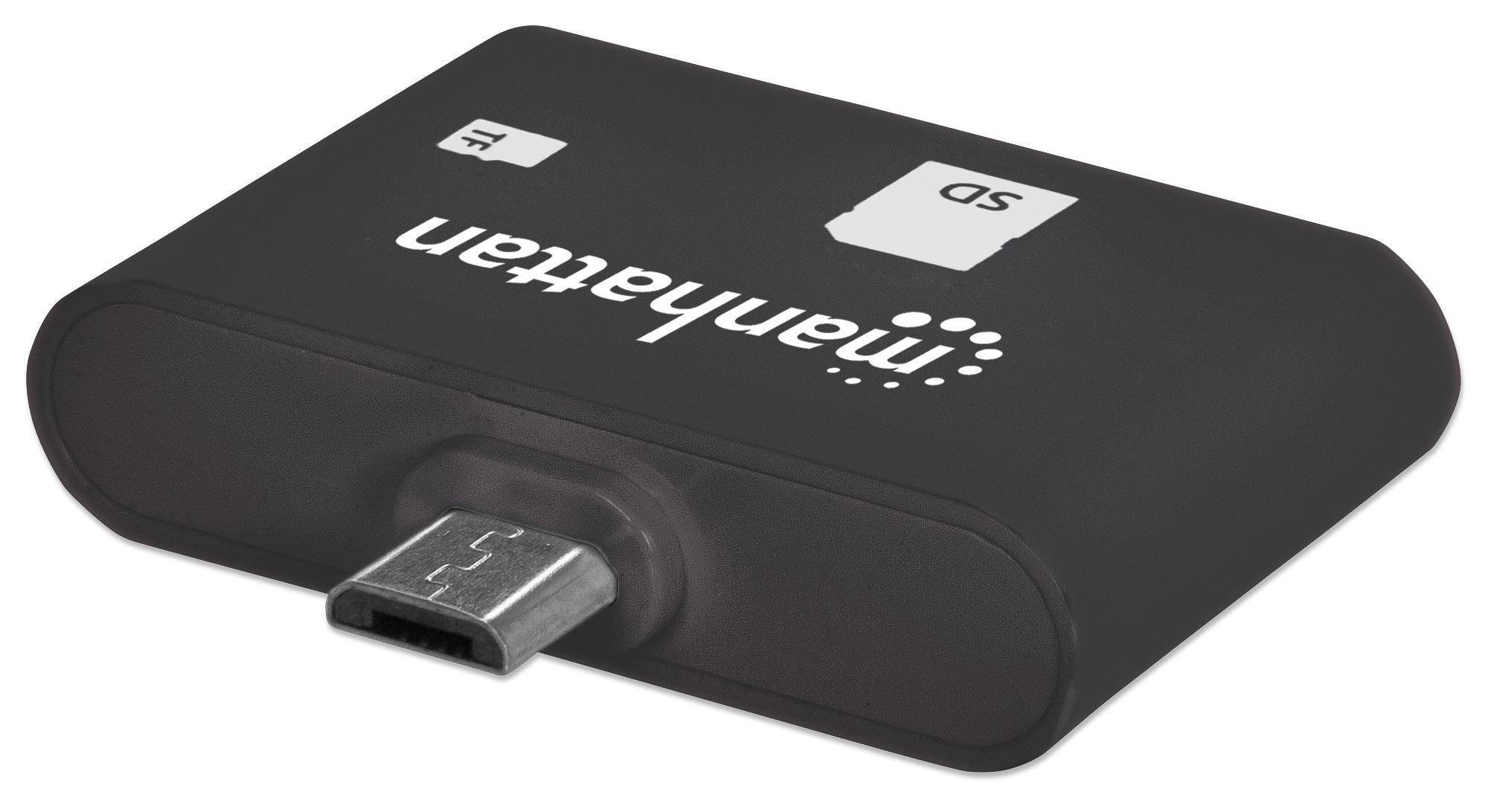 MANHATTAN Mini Lettore Micro USB di Memorie SD/MicroSD per Smartphone e Tablet Nero-4