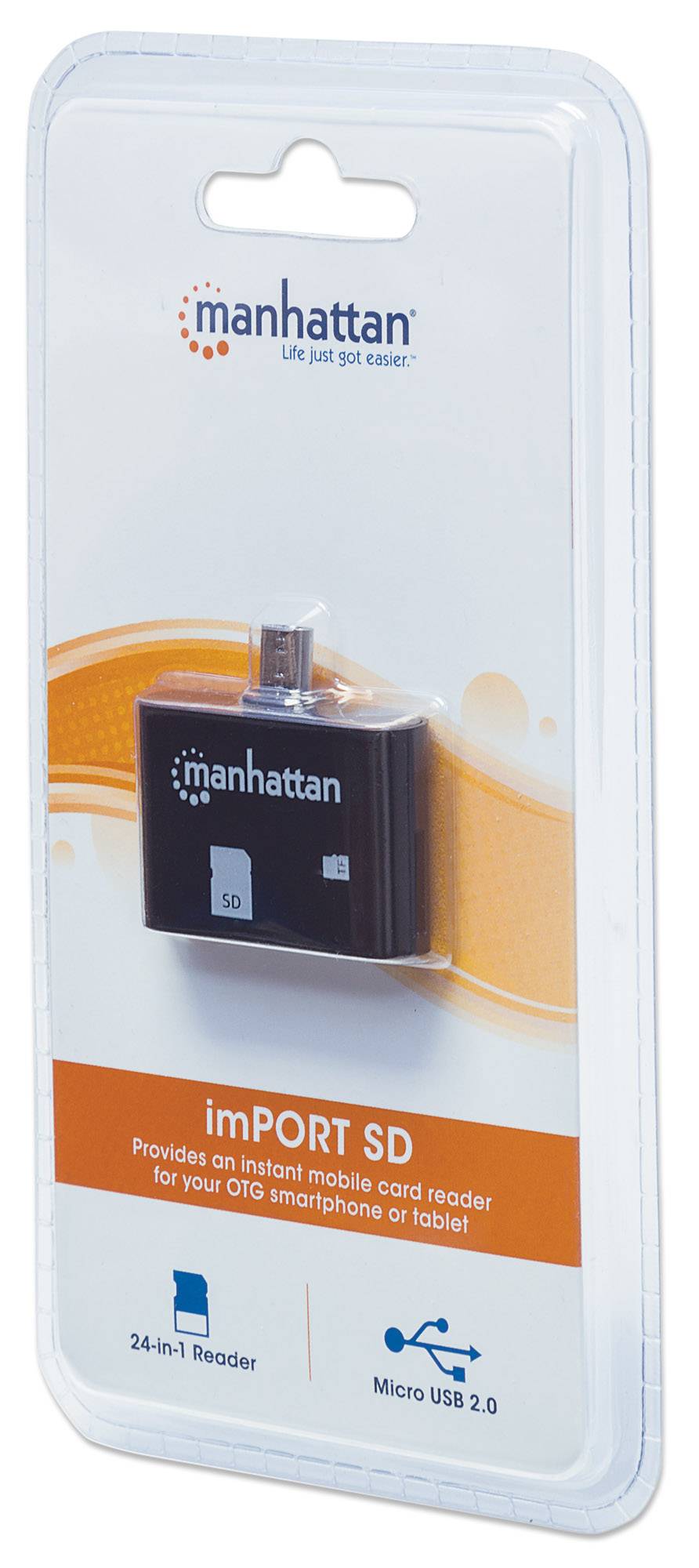MANHATTAN Mini Lettore Micro USB di Memorie SD/MicroSD per Smartphone e Tablet Nero-5
