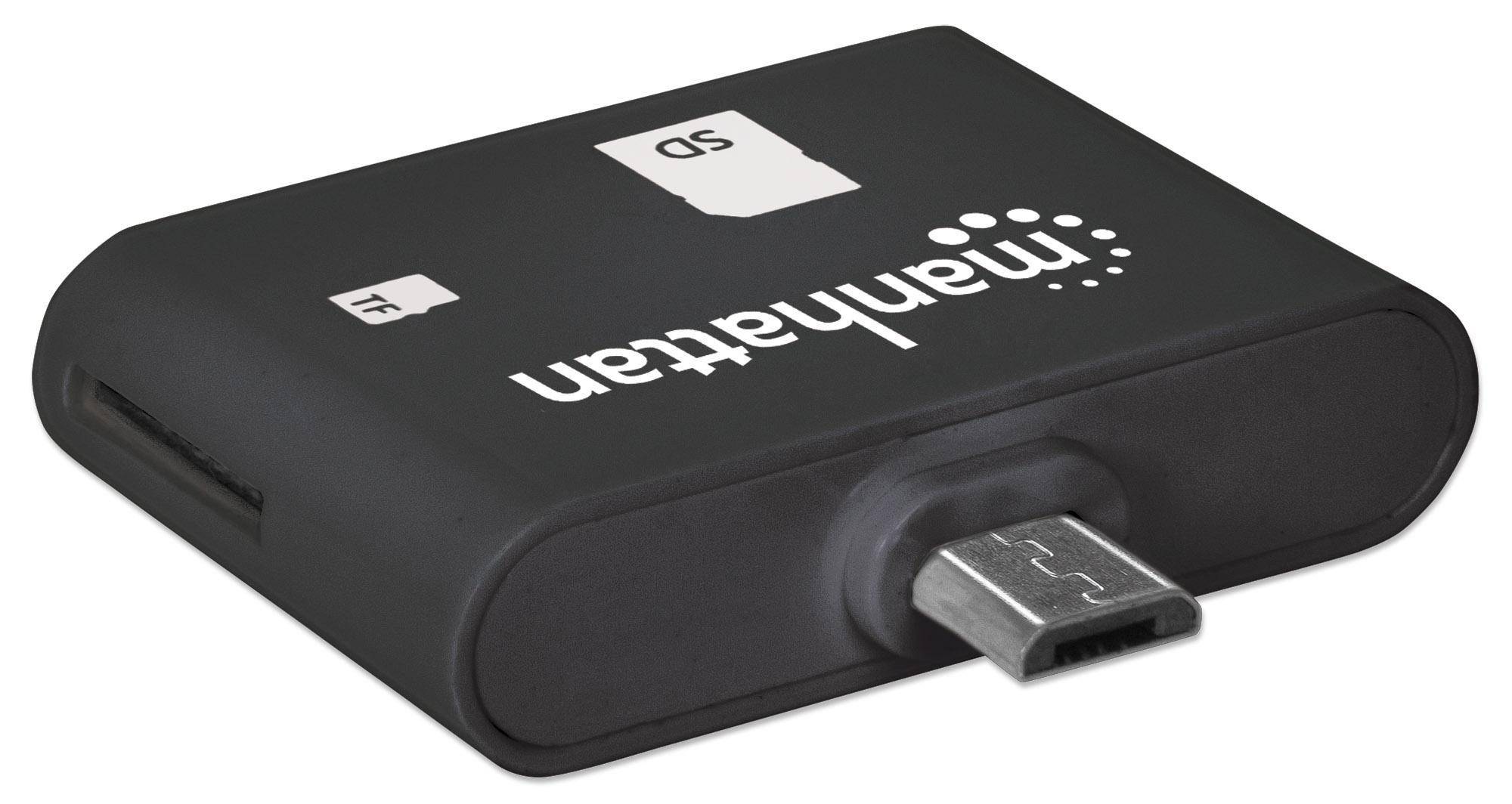 MANHATTAN Mini Lettore Micro USB di Memorie SD/MicroSD per Smartphone e Tablet Nero-2