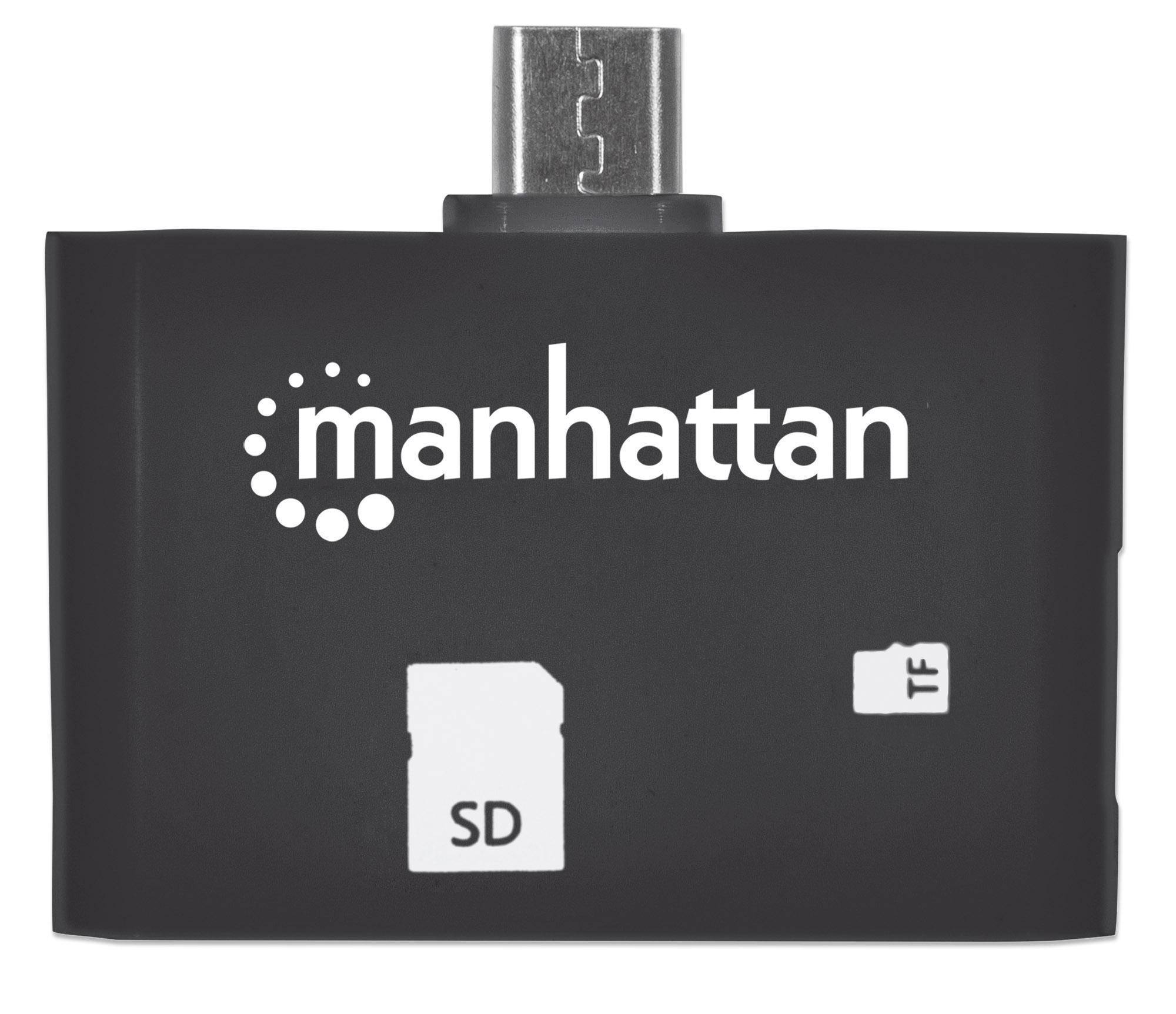 MANHATTAN Mini Lettore Micro USB di Memorie SD/MicroSD per Smartphone e Tablet Nero-3