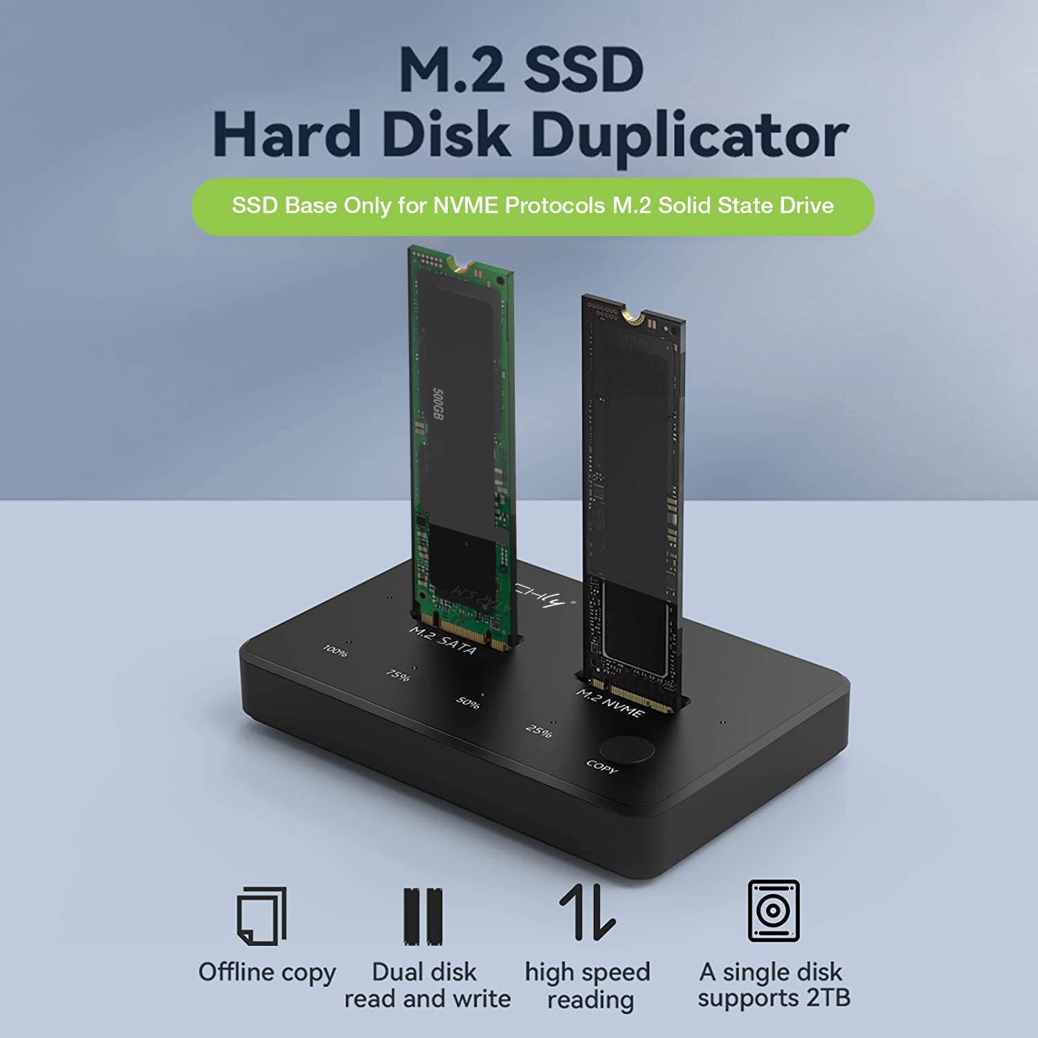 Docking Station Dual-Bay SSD M.2 NVME PCIe SATA 10 Gbps Duplicatori Clone Offline-1