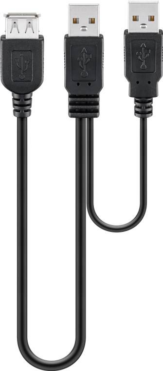 Goobay USB 2.0 Hi-Speed Dual Power Cable, nero - Spina USB 2.0 (Tipo A) + Spina USB 2.0 (Tipo A) > Presa USB 2.0...-2