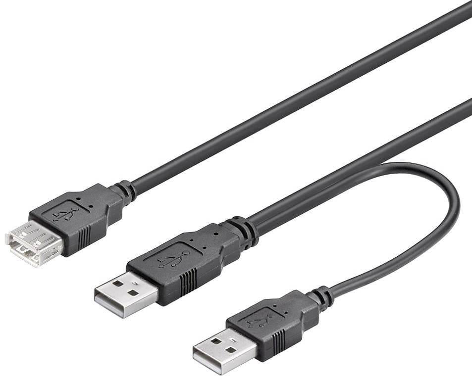 Goobay USB 2.0 Hi-Speed Dual Power Cable, nero - Spina USB 2.0 (Tipo A) + Spina USB 2.0 (Tipo A) > Presa USB 2.0...-3