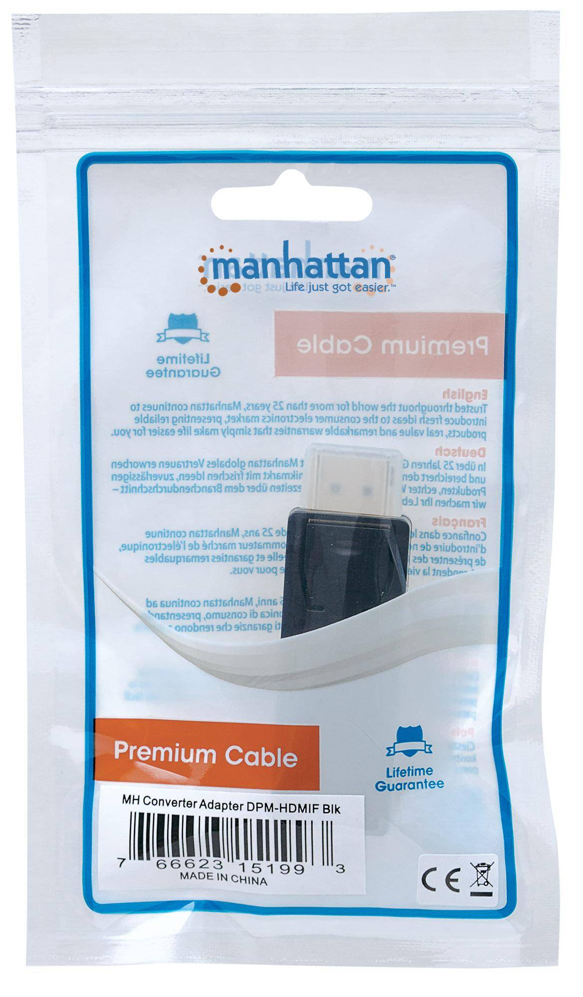 Manhattan 151993 DisplayPort Adattatore [1x Spina DisplayPort - 1x Presa HDMI] Nero Certificato UL, contatti connettore -6