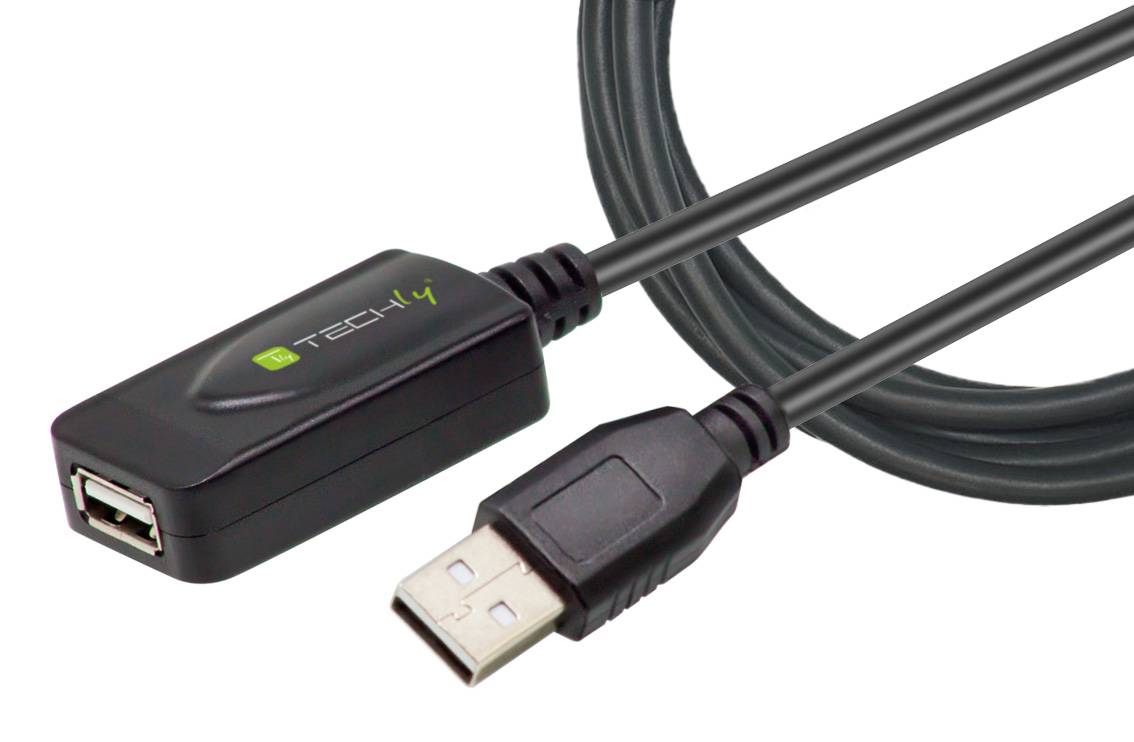 TECHLY Cavo Prolunga Attivo Extender USB Hi Speed Estensore di Segnale 20m Nero Nero 20 m-3
