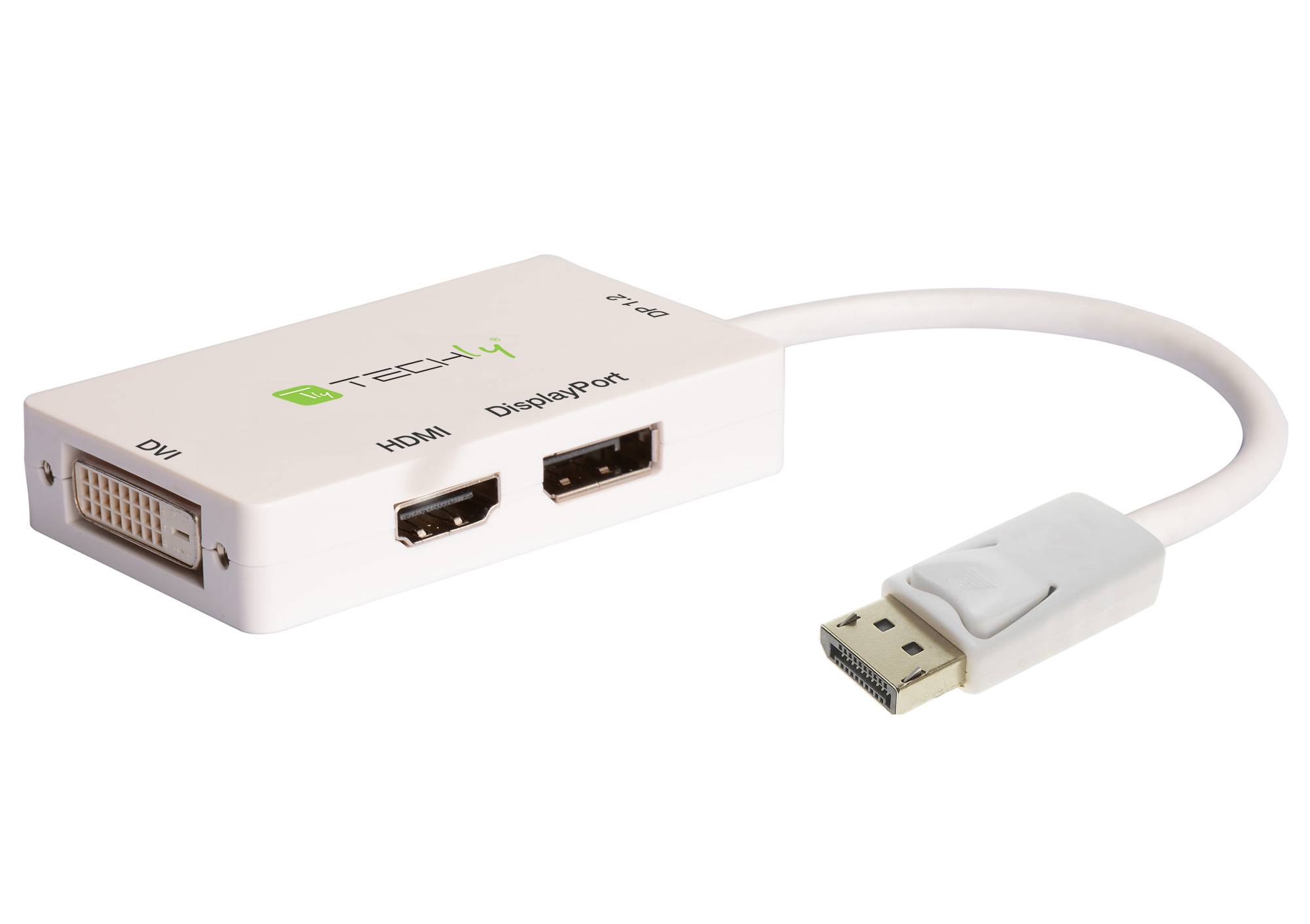 TECHLY Adattatore DisplayPort a DVI/HDMI/DP 3-in-1 Bianco-2