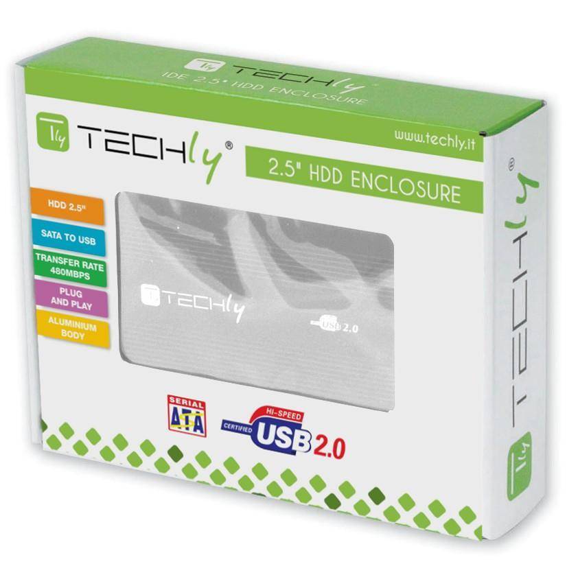 TECHLY Box HDD Esterno SATA 2.5'' USB 2.0 Grigio Silver-3
