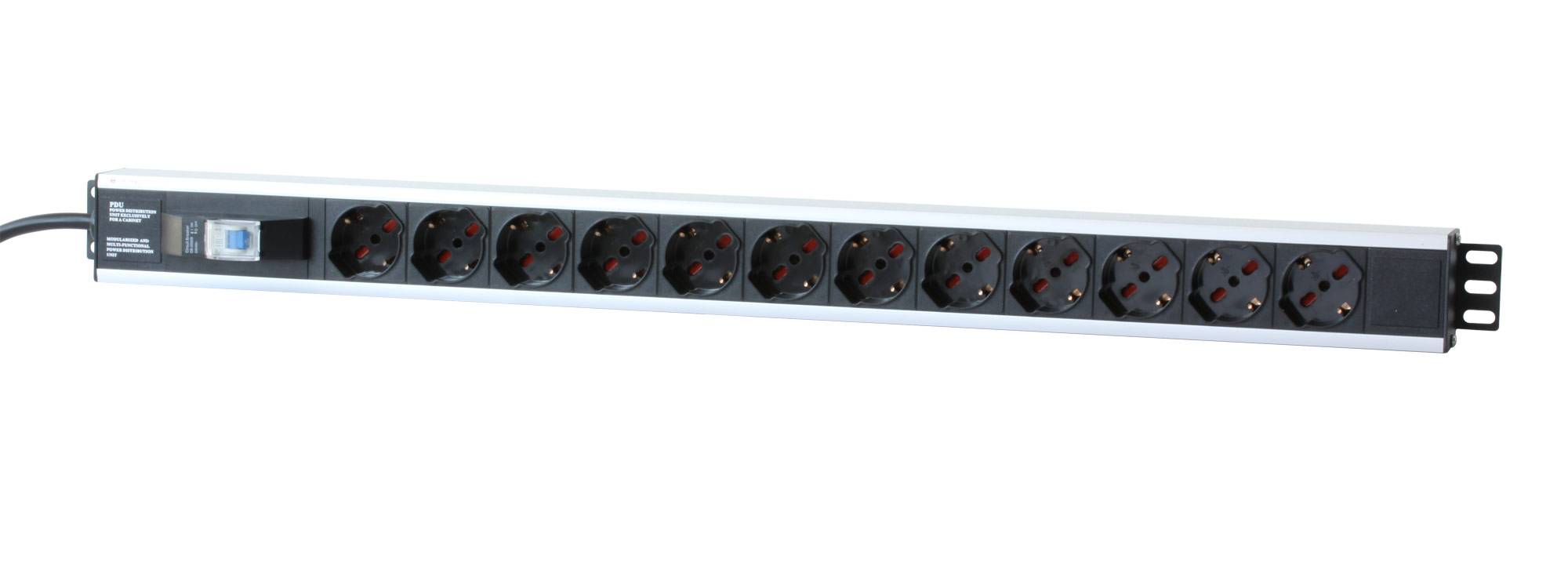 Techly I-CASE STRIP-12A unità di distribuzione dell'energia (PDU) 12 presa(e) AC Alluminio, Nero I-CASE STRIP-12A-3