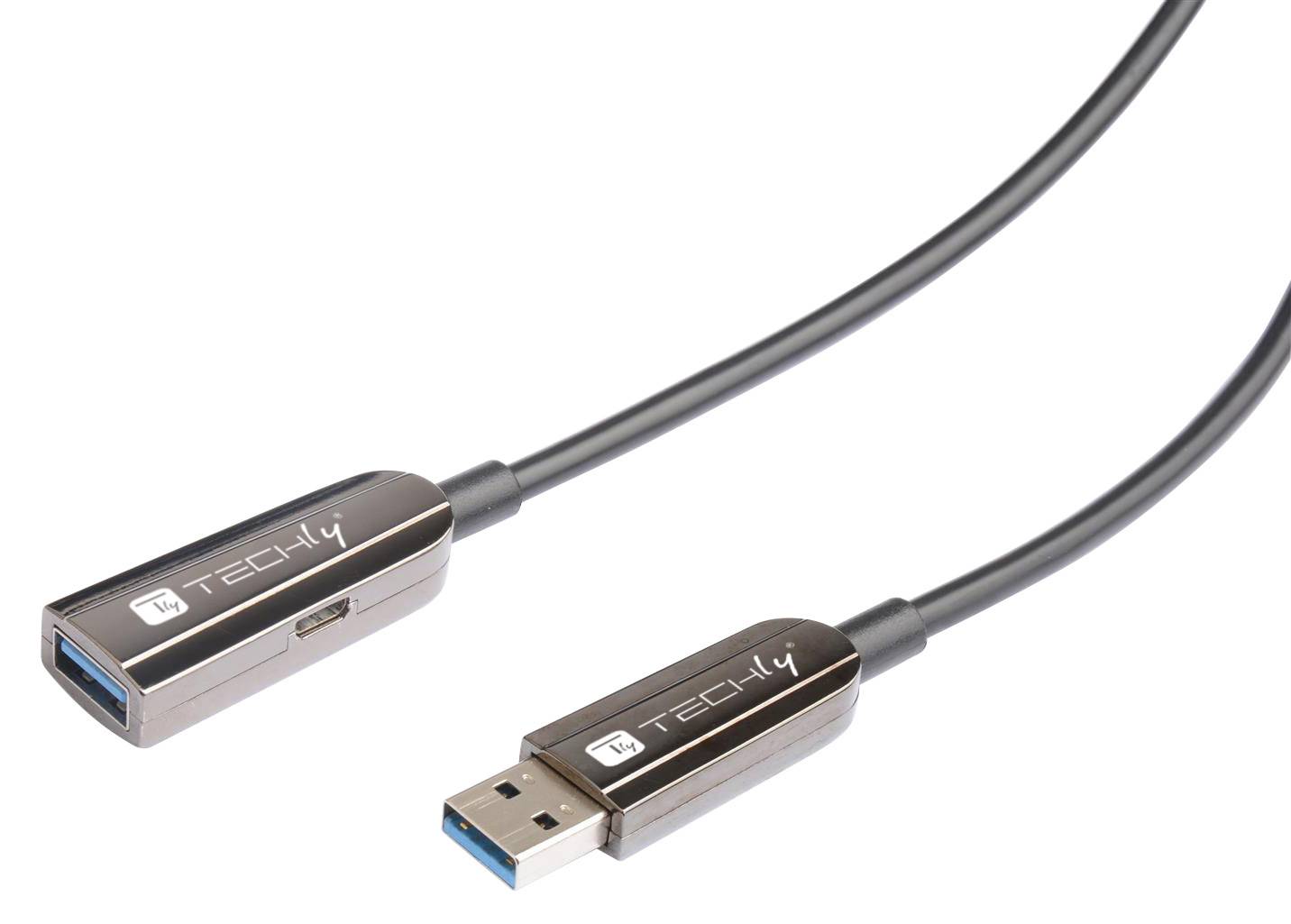 TECHLY Cavo Ottico Attivo USB 3.0 SuperSpeed AOC USB A M/F 50m Nero Nero 50 m-3