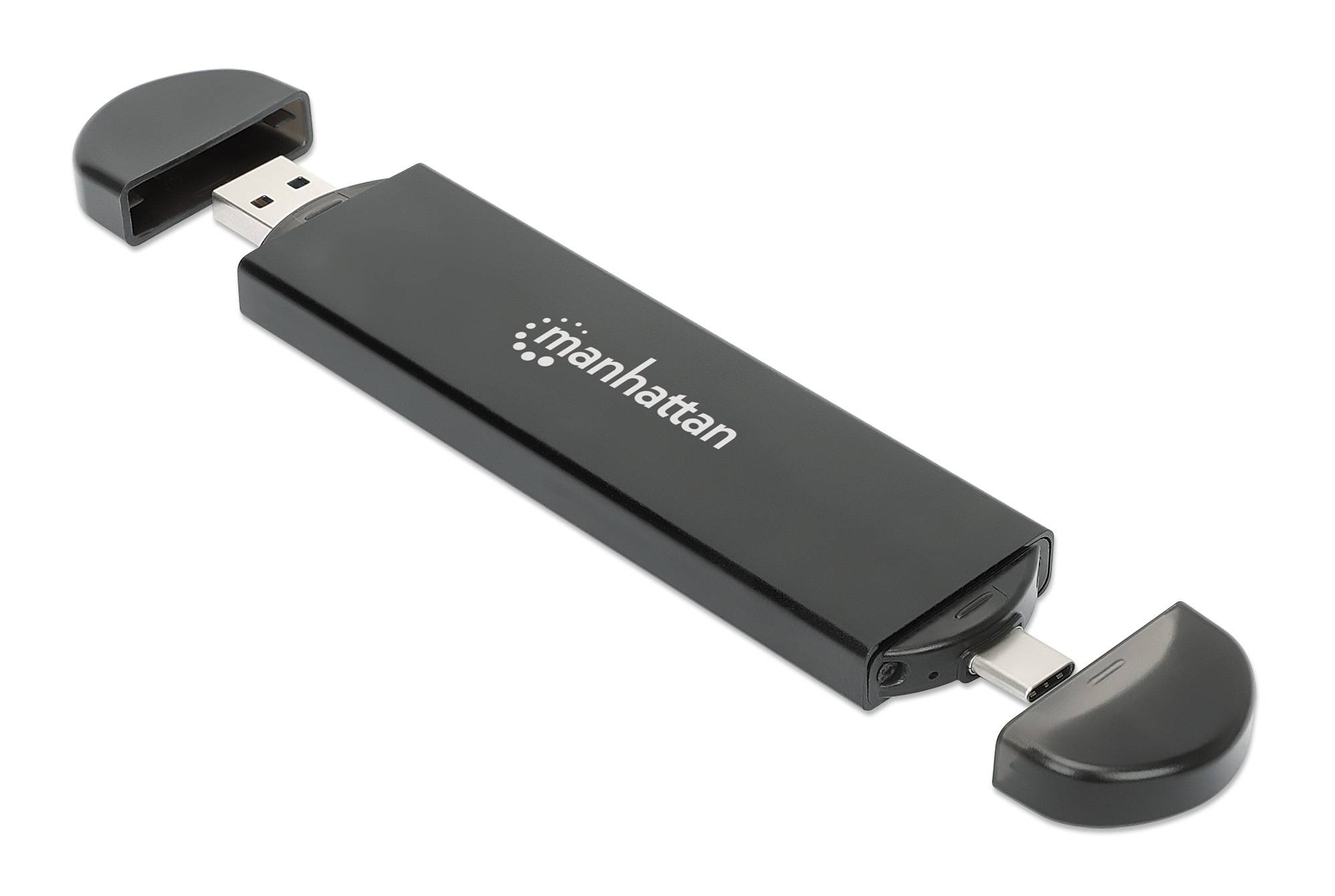 MANHATTAN Box Esterno USB SSD M.2 NVMe e SATA Connessioni USB-C&trade e USB A Nero-4