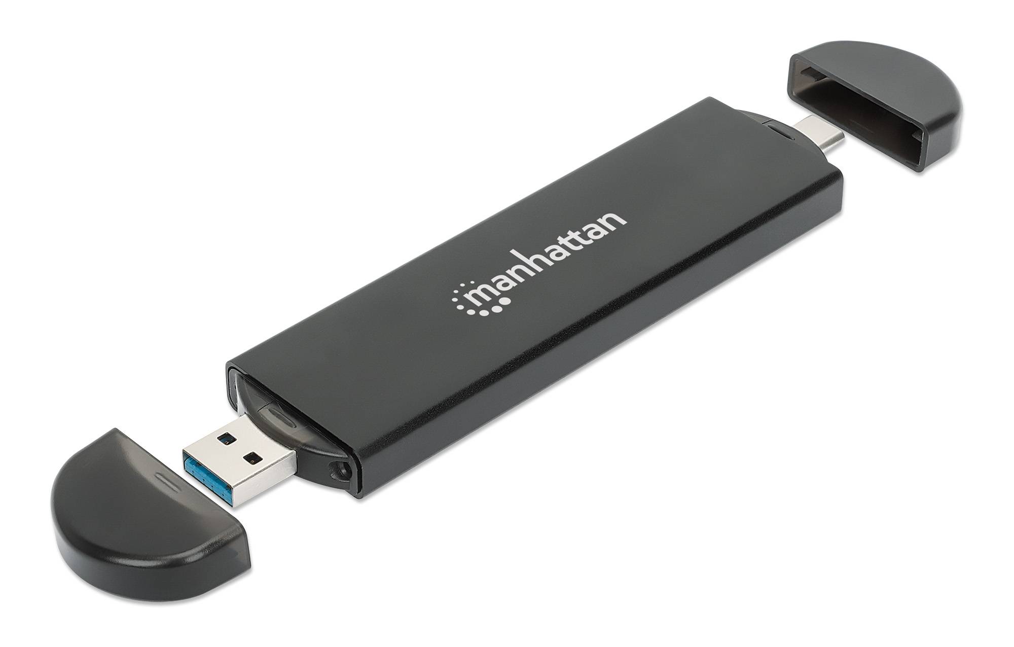 MANHATTAN Box Esterno USB SSD M.2 NVMe e SATA Connessioni USB-C&trade e USB A Nero-2