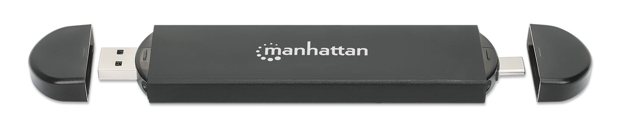 MANHATTAN Box Esterno USB SSD M.2 NVMe e SATA Connessioni USB-C&trade e USB A Nero-3