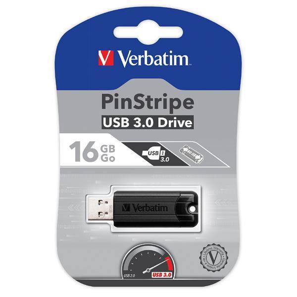 VERBATIM Memoria USB 3.0 PinStripe da 16Gb Colore Nero Nero-1