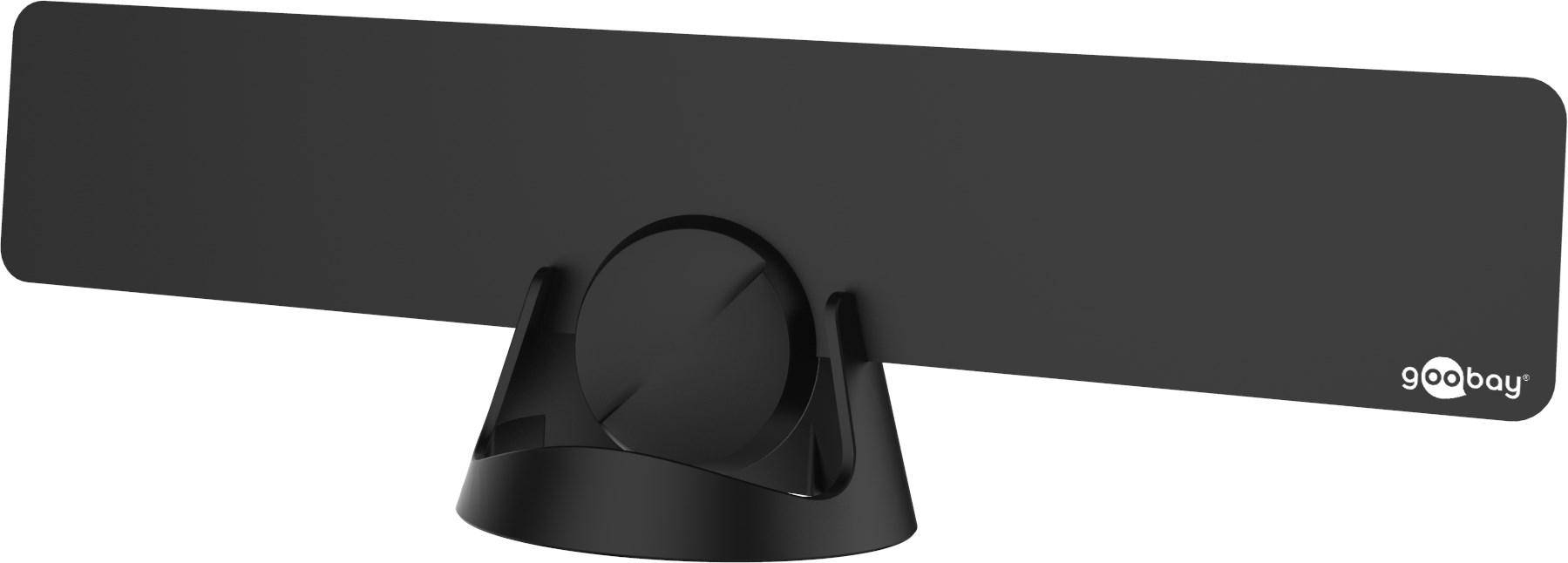 Goobay Antenna attiva ultrapiatta Full HD DVB-T2 per interni, incl. filtro LTE/4G con un guadagno fino a 16 dBi per un-2