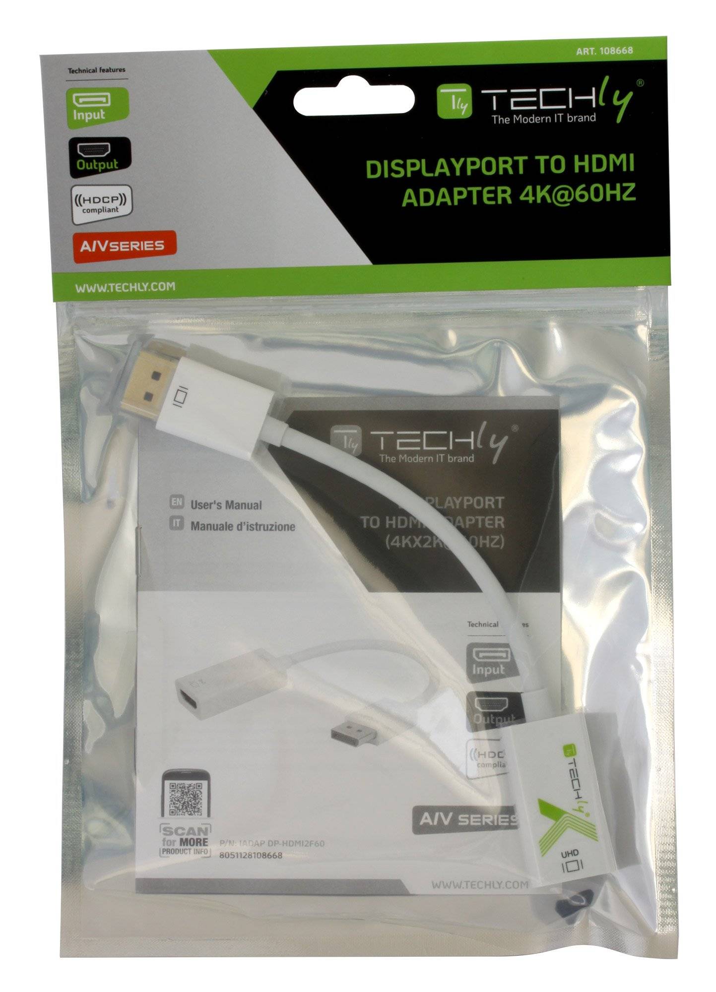 Adattatore Attivo Displayport 1.2 Maschio HDMI Femmina 4K 60Hz 15 cm Bianco-3