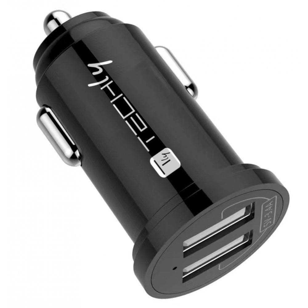 Mini Caricatore da Auto 2 Porte USB-A 17W/3.4A Nero-6