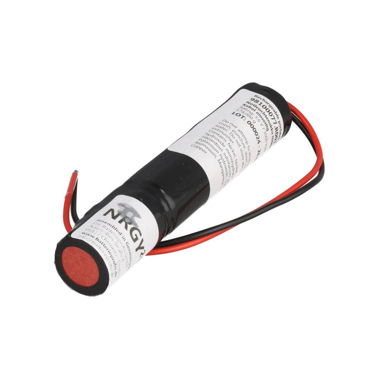 Batteria per illuminazione di emergenza Batteria NiMH da 3,6 volt 3000mAh con cavi-3