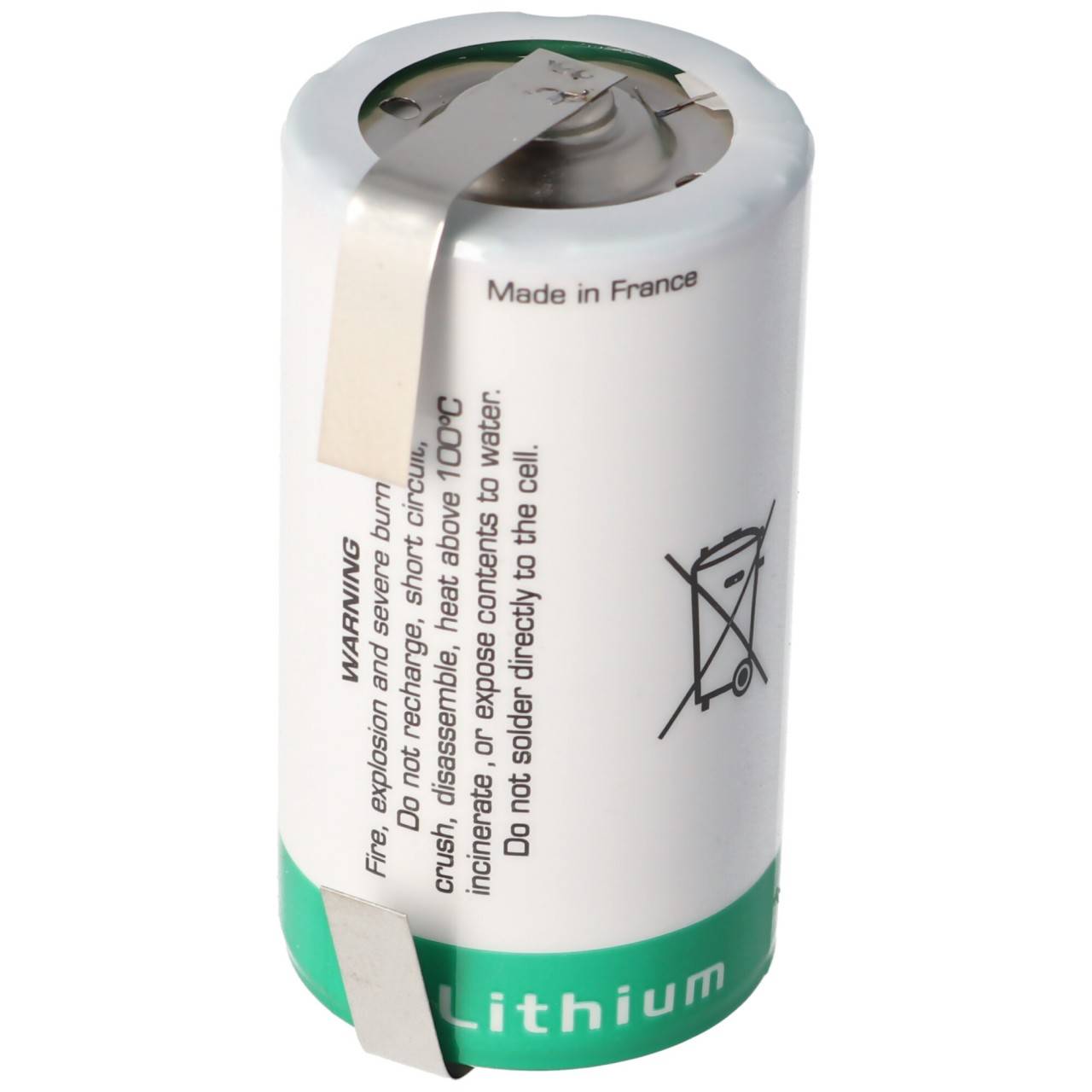 Batteria al litio SAFT LSH 14 primaria da 3,6 V con piastrina a saldare a forma di U-3