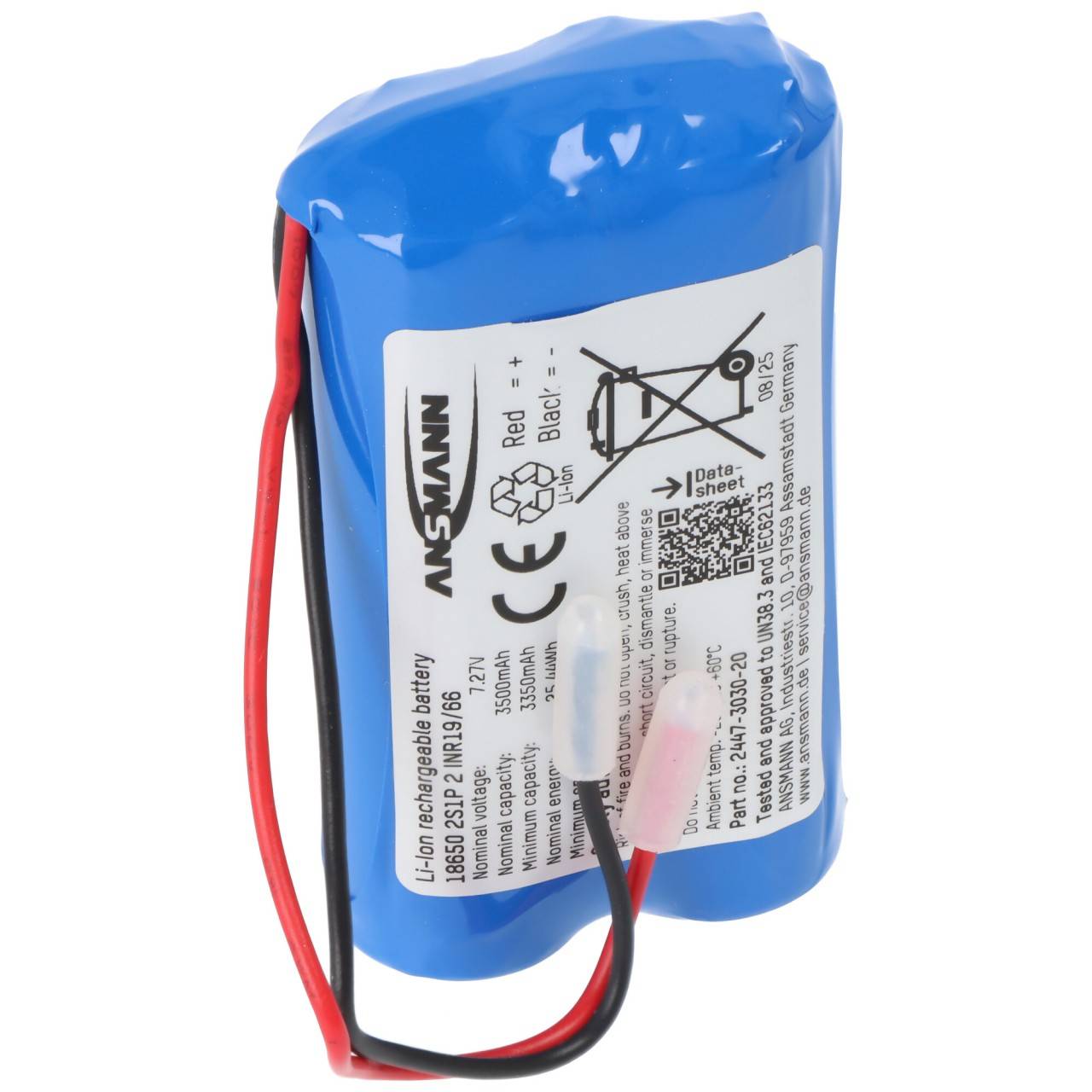 Pacco batteria 2x 18650 Ansmann 2S1P con cavo Li-Ion 7.4 V 2600 mAh-1