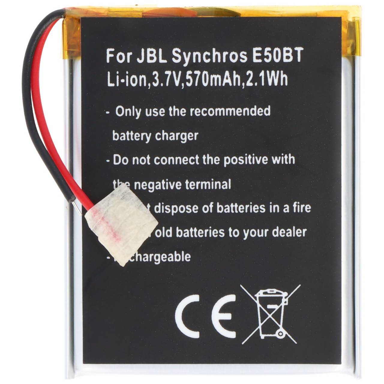 Batteria adatta per JBL Synchros E50BT, agli ioni di litio, 3,7 V, 570 mAh, 2,1 Wh, integrata, senza attrezzi-2